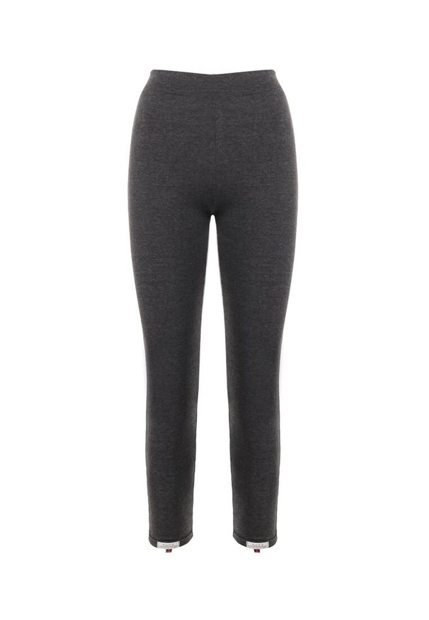 Born2be - Ciemnoszare Legginsy Pirius. Okazja: na co dzień. Stan: podwyższony. Kolor: szary. Długość: długie. Wzór: aplikacja. Styl: sportowy, casual