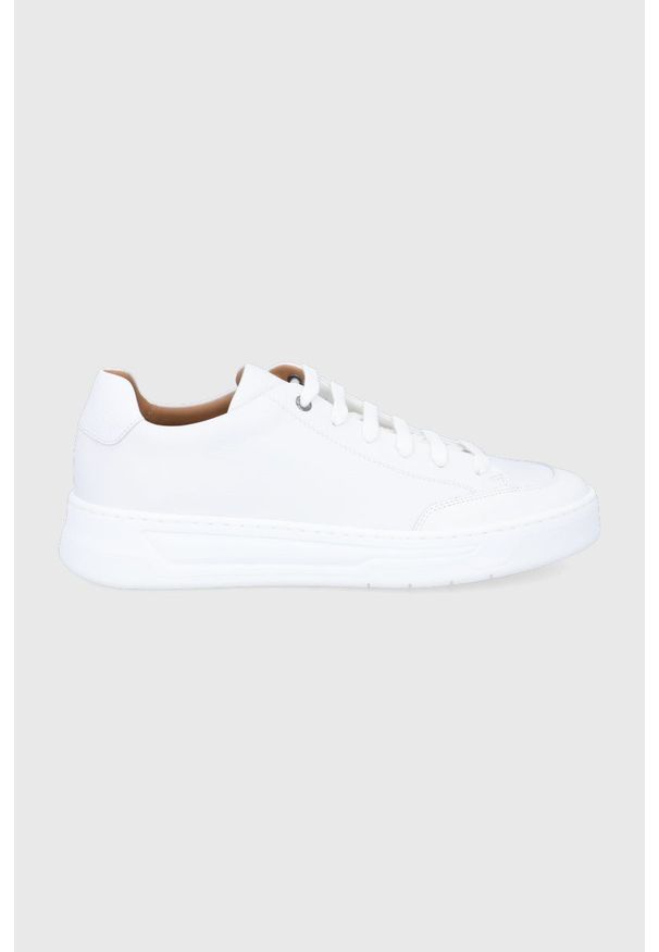 BOSS - Boss - Buty skórzane. Nosek buta: okrągły. Zapięcie: sznurówki. Kolor: biały. Materiał: skóra