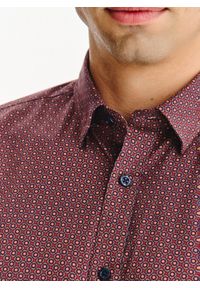 Pako Lorente - PAKO LORENTE - Bordowa koszula w geometryczny wzór. Kolor: czerwony. Materiał: elastan, bawełna. Długość rękawa: długi rękaw. Długość: długie. Wzór: geometria. Sezon: jesień #7
