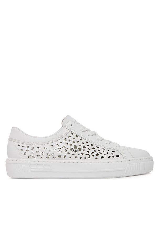 Rieker Sneakersy L8831-80 Biały. Kolor: biały. Materiał: skóra