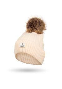 Czapka beżowa Peterson PTN HAT-07. Kolor: beżowy. Materiał: akryl, materiał. Sezon: zima. Styl: klasyczny, casual, elegancki