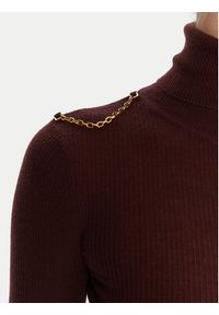 Elisabetta Franchi Golf MK-43B-57E2-V320 Bordowy Regular Fit. Typ kołnierza: golf. Kolor: czerwony. Materiał: wełna #3