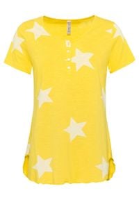 T-shirt w gwiazdy bonprix żółty kukurydziany - biały. Kolor: żółty #1