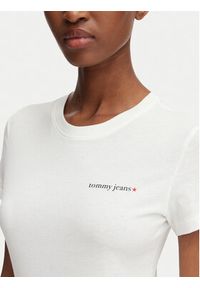 Tommy Jeans T-Shirt Ess Logo DW0DW23479 Biały Slim Fit. Kolor: biały. Materiał: bawełna #4