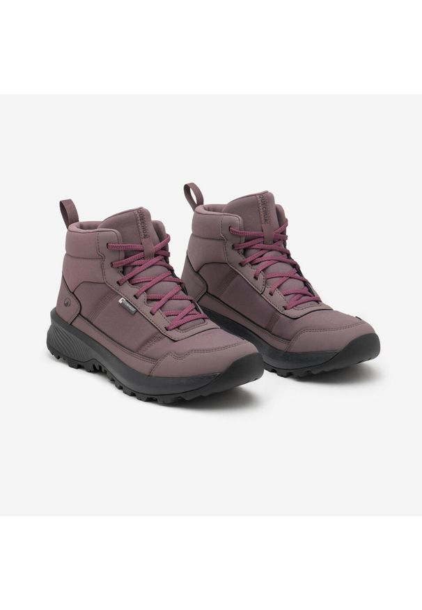 quechua - Buty turystyczne damskie Quechua NH100 mid wodoodporne. Kolor: wielokolorowy, różowy, fioletowy, brązowy. Wzór: gładki