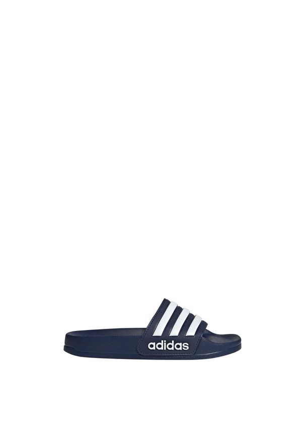 Adidas - Klapki Adilette Shower. Kolor: niebieski, biały, wielokolorowy. Styl: sportowy