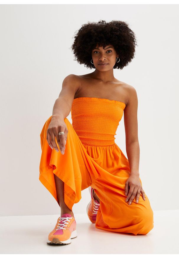 bonprix - Kombinezon z lejącej wiskozy. Kolor: pomarańczowy. Materiał: wiskoza. Sezon: lato