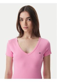 Tommy Jeans T-Shirt Essential DW0DW17385 Różowy jasny Slim Fit. Kolor: różowy. Materiał: bawełna #4