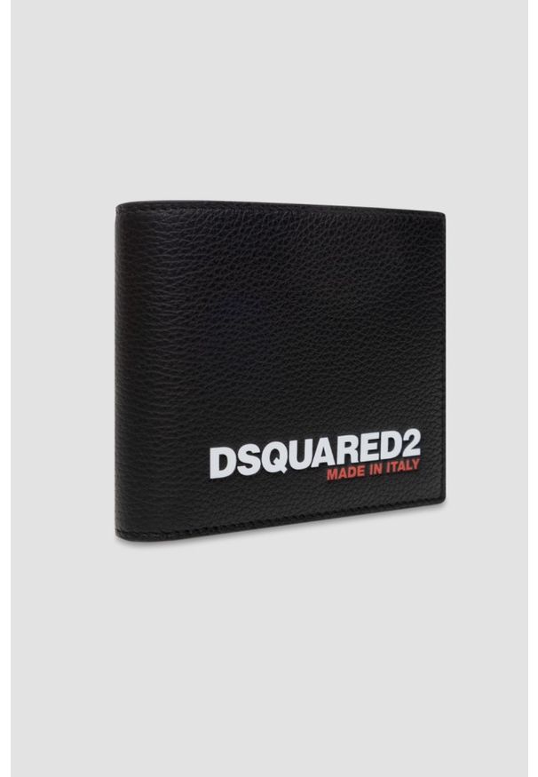 DSQUARED2 Czarny portfel skórzany. Kolor: czarny. Materiał: skóra