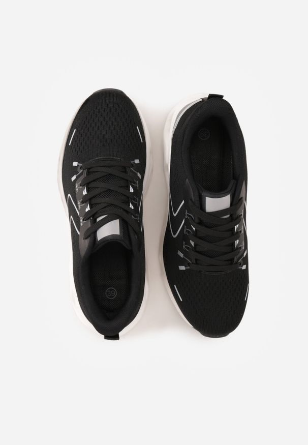 Born2be - Czarne Buty Sportowe na Grubej Geometrycznej Podeszwie Alexusa. Okazja: na co dzień. Kolor: czarny. Materiał: jeans, dresówka. Wzór: geometria