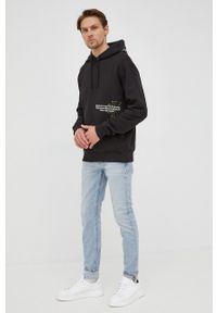 Calvin Klein Jeans bluza bawełniana J30J320611.PPYY męska kolor czarny z kapturem z nadrukiem. Typ kołnierza: kaptur. Kolor: czarny. Materiał: bawełna. Wzór: nadruk #4
