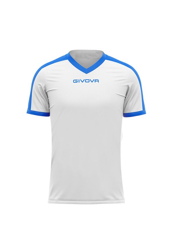 Koszulka piłkarska dla dzieci Givova Revolution Interlock. Kolor: biały, wielokolorowy, niebieski. Sport: piłka nożna