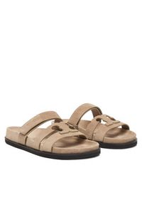 Tory Burch Klapki Ines Sport Slide 163481 Brązowy jasny. Kolor: brązowy. Materiał: skóra, zamsz. Styl: sportowy #2