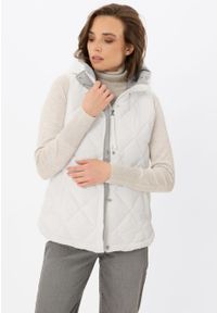 Volcano - Pikowany bezrękawnik casual V-MILAN. Okazja: na co dzień. Kolor: biały. Materiał: włókno, materiał. Długość rękawa: bez rękawów. Styl: casual #1