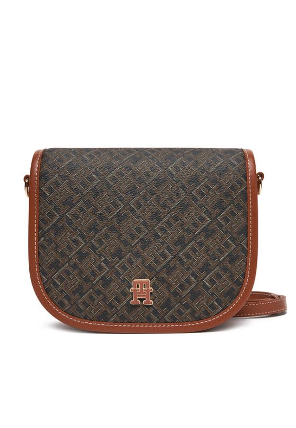 TOMMY HILFIGER - Tommy Hilfiger Torebka Th Monoplay Leather Saddle Bag AW0AW17414 Czarny. Kolor: czarny. Materiał: skórzane