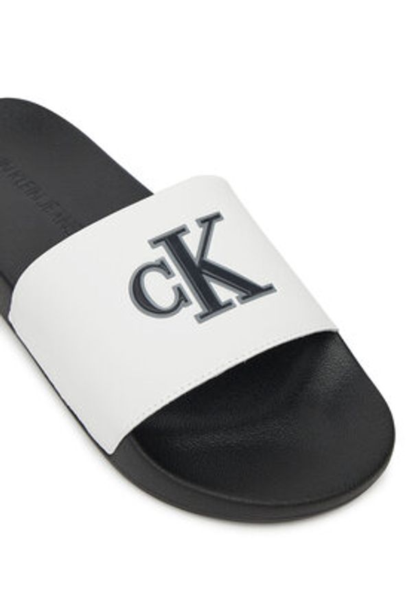 Calvin Klein Jeans Klapki Slide Jelly Mono Pu YM0YM01281 Biały. Kolor: biały. Materiał: syntetyk