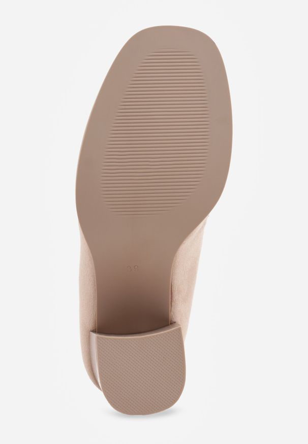 Born2be - Beżowe Półbuty w Stylu Mokasynów na Obcasie z Ozdobnym Przeszyciem Edanithiel. Okazja: na co dzień. Kolor: beżowy. Materiał: jeans. Obcas: na obcasie. Styl: casual, elegancki, klasyczny. Wysokość obcasa: średni