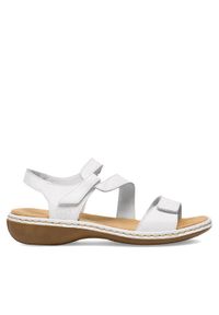 Rieker Sandały 659C7-80 Biały. Kolor: biały. Materiał: zamsz, skóra #1