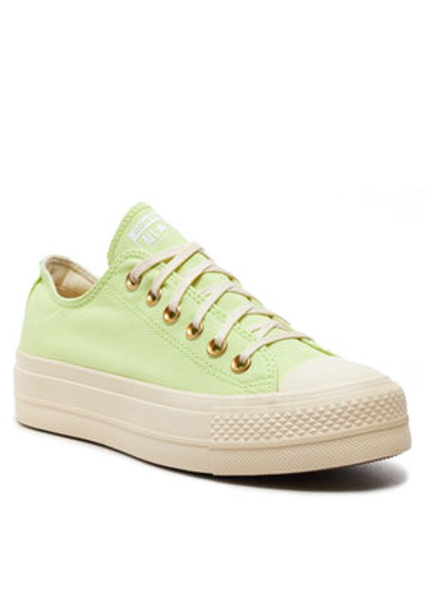 Converse Trampki Chuck Taylor All Star Lift Platform Ox A09913C Zielony. Kolor: zielony. Materiał: materiał. Obcas: na platformie