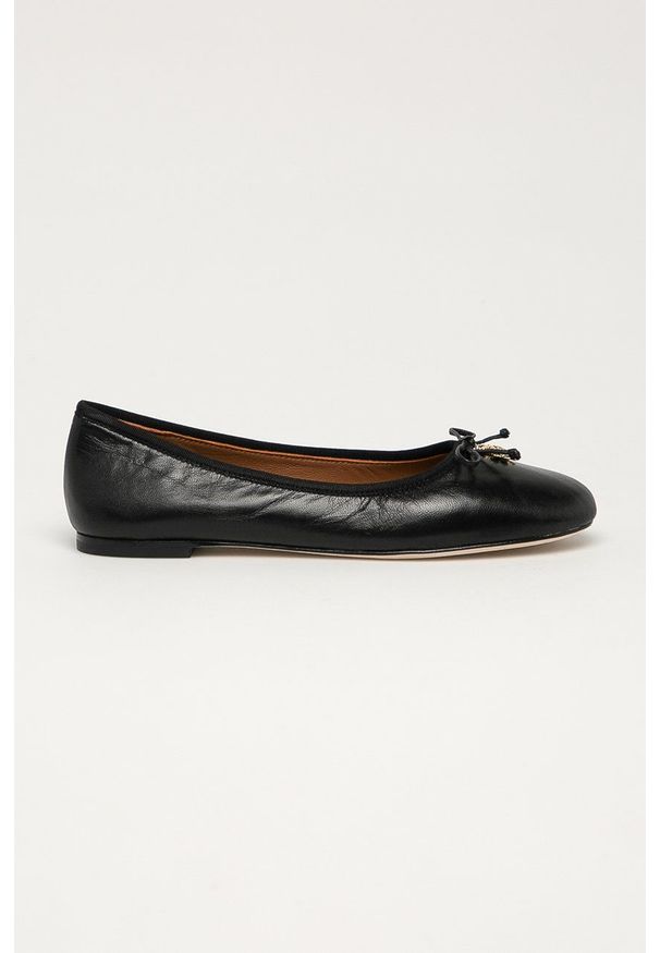 Tory Burch - Baleriny skórzane. Nosek buta: okrągły. Kolor: czarny. Materiał: skóra