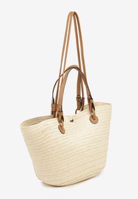Born2be - Beżowa Torebka w Stylu Boho z Plecionki Galofina. Kolor: beżowy. Sezon: lato. Styl: boho
