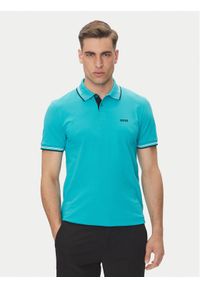 BOSS Polo Paul 50506193 Turkusowy Slim Fit. Typ kołnierza: polo. Kolor: turkusowy. Materiał: bawełna