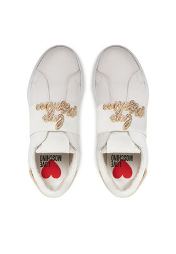 Love Moschino - LOVE MOSCHINO Sneakersy JA15064G1MIA610A Biały. Kolor: biały. Materiał: skóra