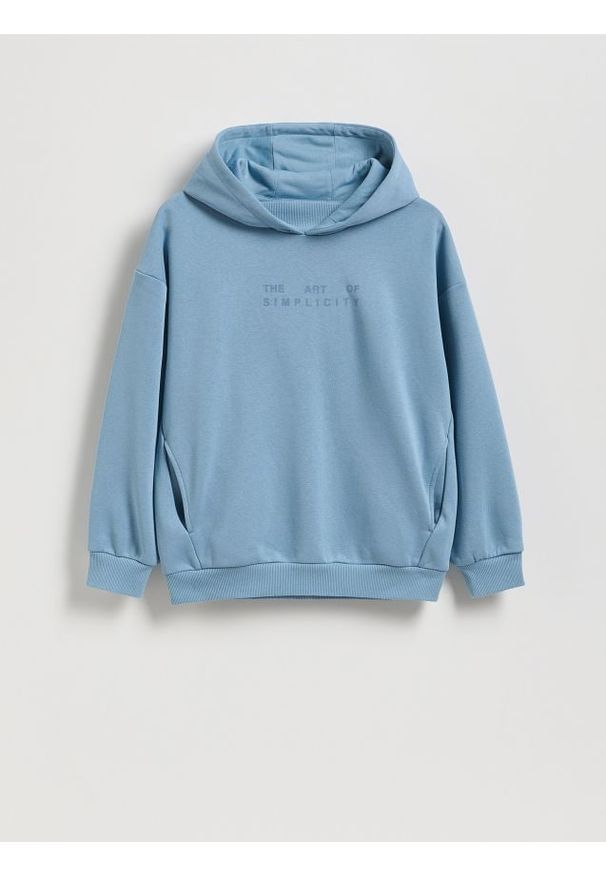 Reserved - Bluza z kapturem - jasnoniebieski. Typ kołnierza: kaptur. Kolor: niebieski. Materiał: dzianina, bawełna