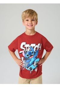 Sinsay - Koszulka Stitch - bordowy. Kolor: czerwony
