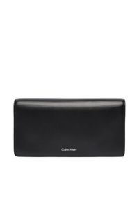Calvin Klein Duży Portfel Damski Emblem Hw Long Bifold LV04F1098G Czarny. Kolor: czarny. Materiał: skóra