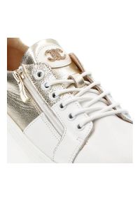 DAMISS - Białe Sneakersy Damiss Damskie Obuwie Ze Skóry Naturalnej. Kolor: biały. Materiał: skóra