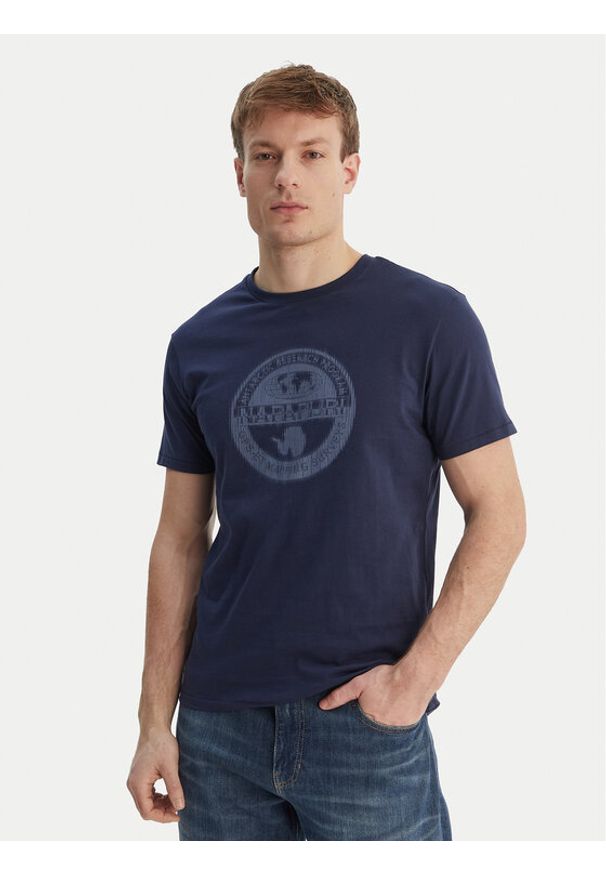 Napapijri T-Shirt S-Mahsa NP0A4FZB Granatowy Regular Fit. Kolor: niebieski. Materiał: bawełna