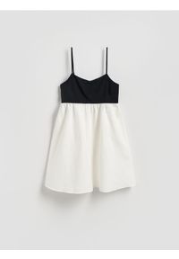 Reserved - Sukienka mini z lnem - złamana biel. Materiał: len. Długość: mini #1