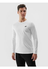 4f - 4F Longsleeve gładki męski - biały XXL. Okazja: na co dzień. Kolor: biały. Materiał: dzianina, jersey, bawełna. Długość rękawa: długi rękaw. Długość: długie. Wzór: gładki. Styl: casual, sportowy