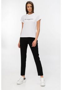 Givenchy - GIVENCHY Biały t-shirt damski z czarnym logo vintage, Rozmiar L. Kolor: biały. Materiał: prążkowany, bawełna. Wzór: aplikacja. Styl: vintage #5