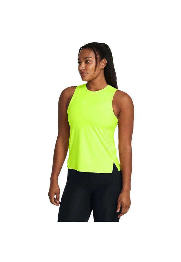 Under Armour - Koszulka damska tank top UNDER ARMOUR 1383363 bez rękawów. Kolor: żółty. Materiał: nylon. Długość rękawa: bez rękawów