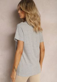 Renee - Szara Casualowa Koszulka T-shirt z Bawełny Gittaria. Okazja: na co dzień. Kolor: szary. Materiał: bawełna. Styl: casual #4