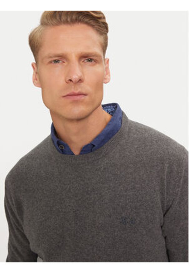 La Martina Sweter ZMS024 YW106 Szary Regular Fit. Kolor: szary. Materiał: wełna