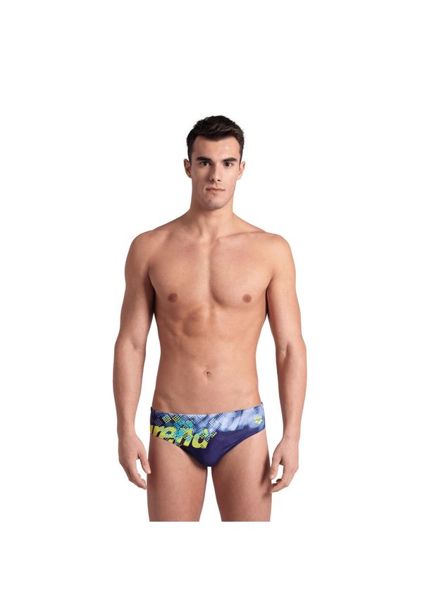 Kąpielówki Arena Splash Point Swim Briefs. Kolor: niebieski, wielokolorowy, żółty. Materiał: materiał