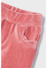 Mayoral spodnie dziecięce kolor różowy gładkie. Kolor: różowy. Materiał: dzianina. Wzór: gładki