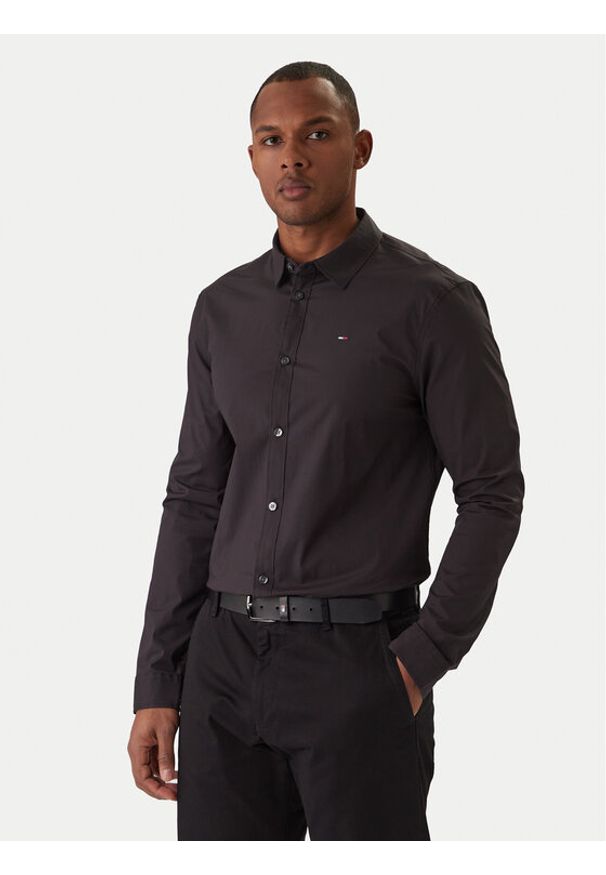 Tommy Jeans Koszula DM0DM04405 Czarny Slim Fit. Kolor: czarny. Materiał: bawełna
