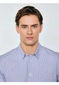 Big-Star - Koszula męska w drobną kratę niebieska Gubinertos 401. Okazja: na co dzień. Kolor: niebieski. Materiał: tkanina, bawełna. Wzór: haft, kratka. Styl: casual, elegancki, klasyczny #2
