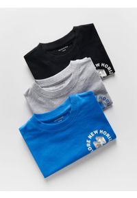 Reserved - Bawełniany t-shirt 3 pack - niebieski. Kolor: niebieski. Materiał: bawełna