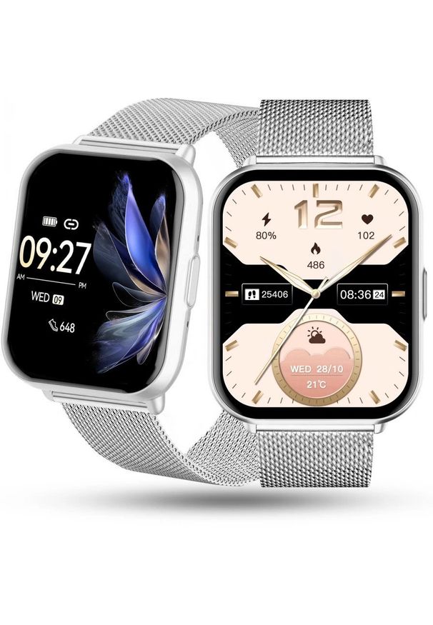 Rubicon - Zegarek Damski SMARTWATCH RUBICON srebrny mesh. Rodzaj zegarka: smartwatch. Kolor: srebrny. Materiał: mesh