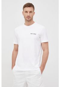 Marc O'Polo t-shirt bawełniany kolor biały gładki. Typ kołnierza: polo. Kolor: biały. Materiał: bawełna. Wzór: gładki