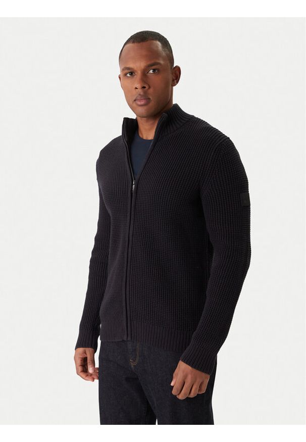 JOOP! Jeans Kardigan Hajoros 30047664 Czarny Modern Fit. Kolor: czarny. Materiał: bawełna