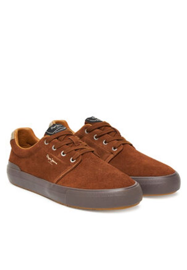 Pepe Jeans Sneakersy Ben Casual M PMS300002 Brązowy. Okazja: na co dzień. Kolor: brązowy. Materiał: zamsz, skóra