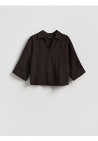 Reserved - Koszula z wiskozą - brązowy. Kolor: brązowy. Materiał: wiskoza #1