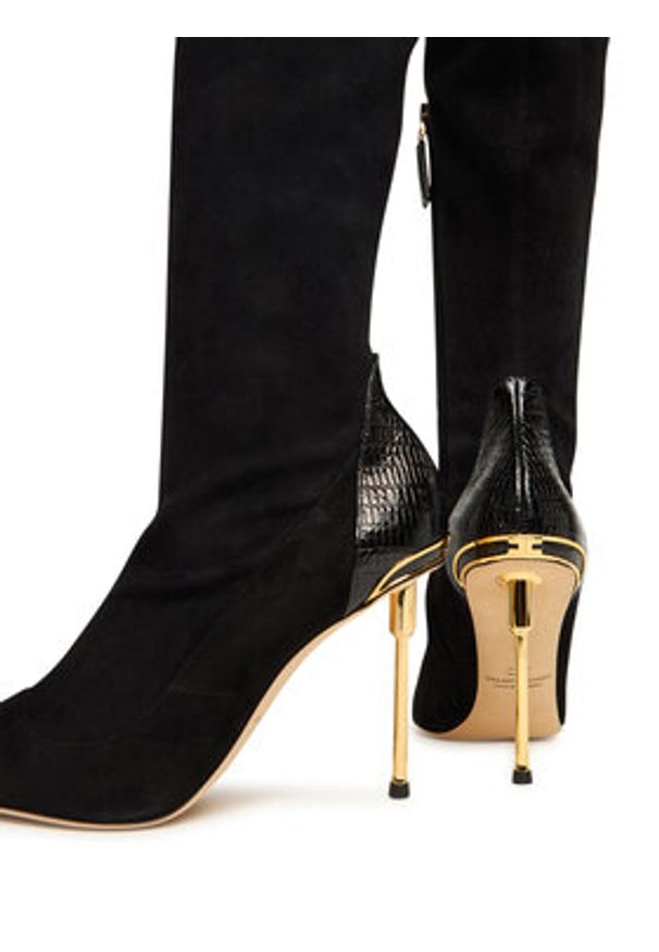 Elisabetta Franchi Kozaki SA-36L-57E2-V1100 Czarny. Kolor: czarny. Materiał: zamsz, skóra