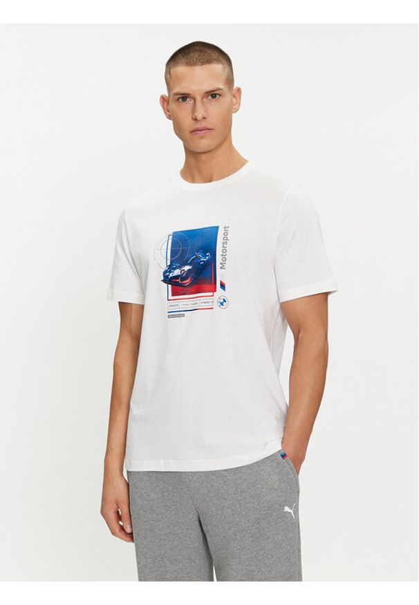 Puma T-Shirt BMW MMS Car Graphic 624158 Biały Regular Fit. Kolor: biały. Materiał: bawełna